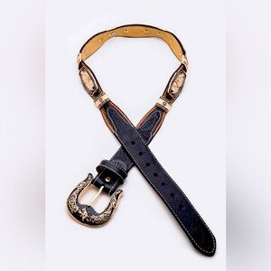 Unisex Genuine Leather Rodeo Concho Western Statement Belt